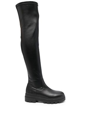 Tommy Hilfiger above-knee leather boots - Black