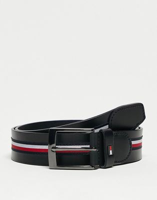 Tommy Hilfiger Adan belt in black with flag stripe