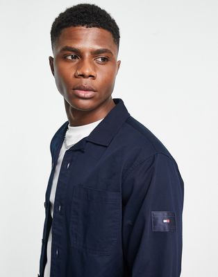 Tommy Hilfiger arm patch logo twill overshirt in navy