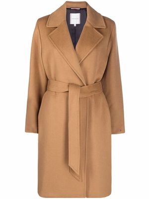 Tommy Hilfiger belted double-breasted wool coat - Brown