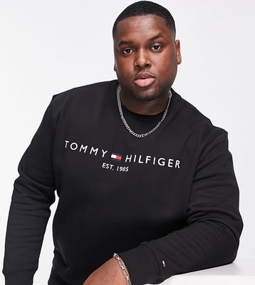 Tommy Hilfiger Big & Tall chest logo sweatshirt in black