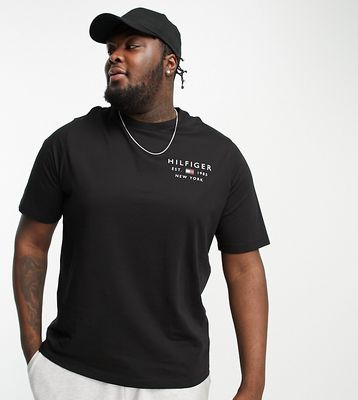 Tommy Hilfiger Big & Tall chest logo t-shirt in black