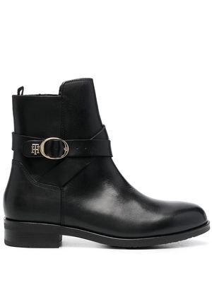 Tommy Hilfiger buckle-detail leather ankle boots - Black