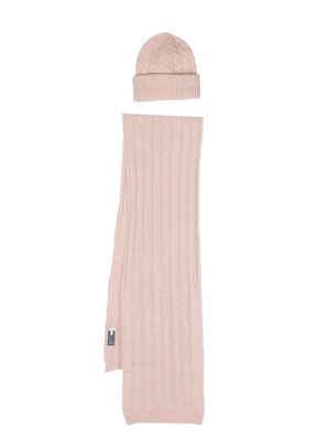 Tommy Hilfiger cable-knit scarf and beanie set - Pink