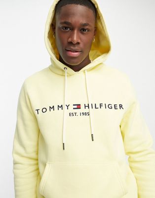 Tommy Hilfiger center logo hoodie in yellow
