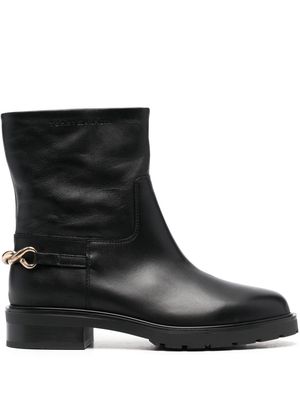 Tommy Hilfiger chain detail leather ankle boots - Black