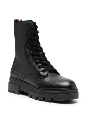 Tommy Hilfiger chunky lace-up leather ankle boots - BDS BLACK