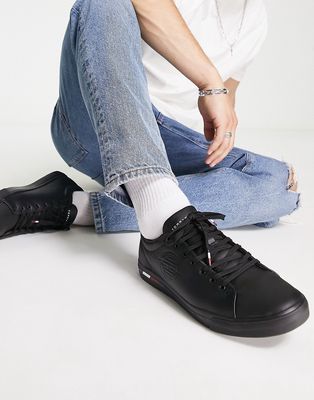 Tommy Hilfiger corporate leather sneakers in black