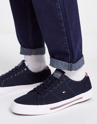 Tommy Hilfiger corporate stripe canvas sneakers in navy