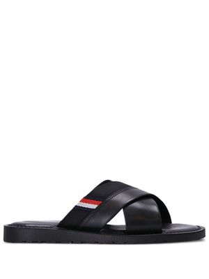 Tommy Hilfiger crossover-strap leather sandals - Black