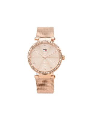 Tommy Hilfiger crystal embellished round watch - Pink