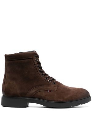 Tommy Hilfiger Elevated lace-up suede boots - Brown