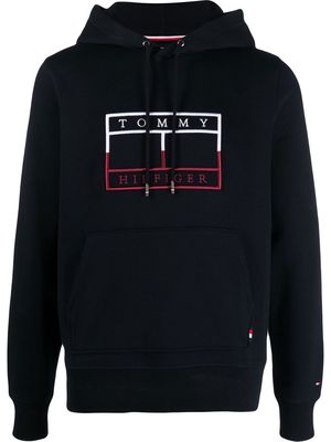 Tommy Hilfiger embroidered cotton-blend hoodie - Blue
