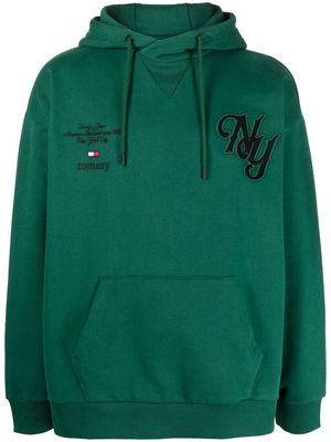 Tommy Hilfiger embroidered-logo cotton drawstring hoodie - Green