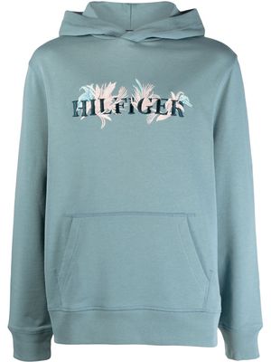 Tommy Hilfiger embroidered-logo cotton hoodie - Blue