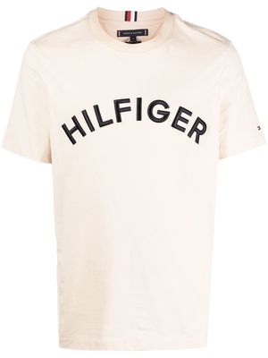 Tommy Hilfiger embroidered-logo cotton T-shirt - Neutrals