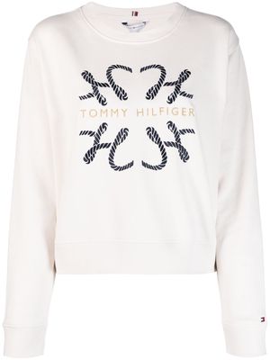 Tommy Hilfiger embroidered-logo crew-neck top - White