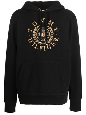 Tommy Hilfiger embroidered-logo jersey hoodie - Black