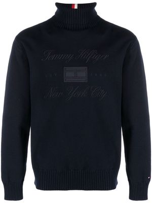 Tommy Hilfiger embroidered-logo knit jumper - Blue