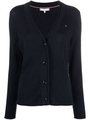 Tommy Hilfiger embroidered-logo knitted cardigan - Blue