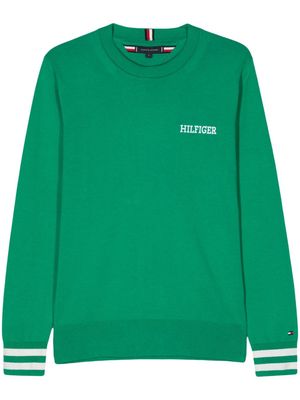 Tommy Hilfiger embroidered-logo stripe-detail jumper - Green