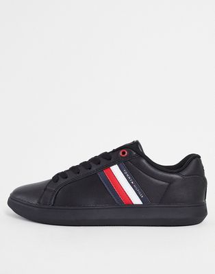 Tommy Hilfiger essential leather cupsole sneakers in black