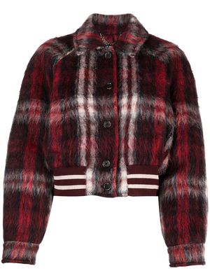 Tommy Hilfiger felted check-pattern cropped jacket - Red