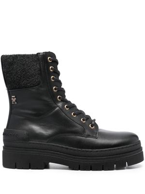 Tommy Hilfiger felted leather boots - Black