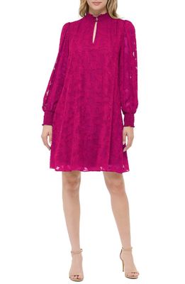 Tommy Hilfiger Floral Keyhole Neck Long Sleeve Shift Dress in Wineberry