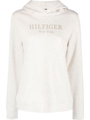 Tommy Hilfiger foil logo-print drawstring hoodie - Neutrals
