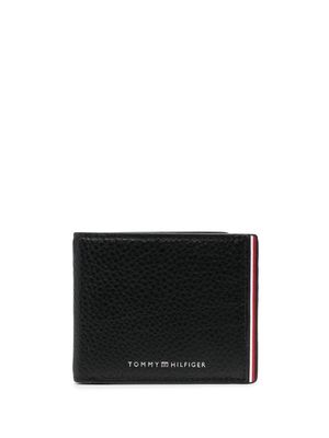Tommy Hilfiger grained leather striped wallet - Black
