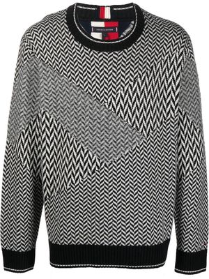 Tommy Hilfiger herringbone-pattern knit jumper - Black
