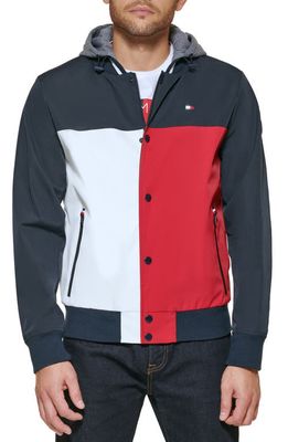 Tommy Hilfiger Hooded Bomber Jacket in Red/ice/navy