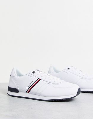 Tommy Hilfiger iconic leather runner stripe sneakers in white