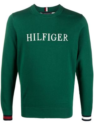 Tommy Hilfiger intarsia-knit logo crew-neck jumper - Green