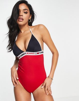 Tommy Hilfiger Jeans triangle swimsuit in red