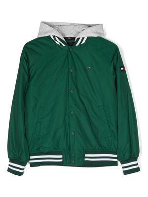 Tommy Hilfiger Junior chest logo-detail hooded jacket - Green