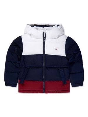 Tommy Hilfiger Junior colour-block hooded padded jacket - Blue