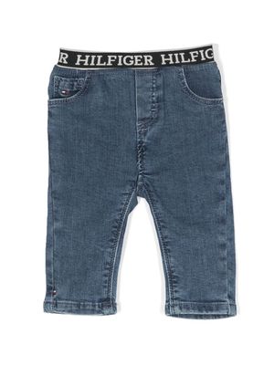 Tommy Hilfiger Junior elasticated-logo-waistband jeans - Blue