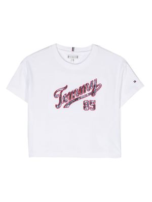 Tommy Hilfiger Junior embellished logo-print T-shirt - White