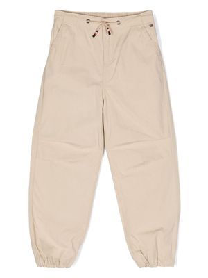 Tommy Hilfiger Junior embroidered-logo cotton trousers - Neutrals