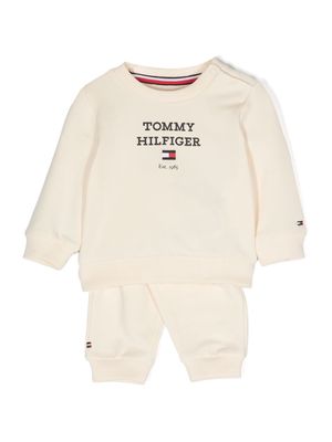 Tommy Hilfiger Junior embroidered-logo jersey tracksuit set - Neutrals