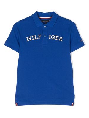 Tommy Hilfiger Junior embroidered-logo lettering polo-shirt - Blue