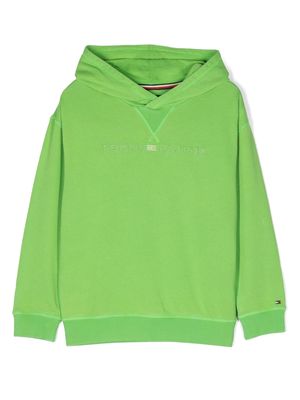 Tommy Hilfiger Junior embroidered-logo long-sleeved hoodie - Green