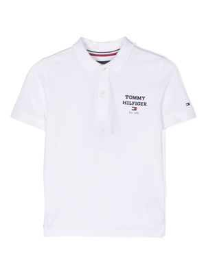 Tommy Hilfiger Junior embroidered-logo piqué-weave polo shirt - White