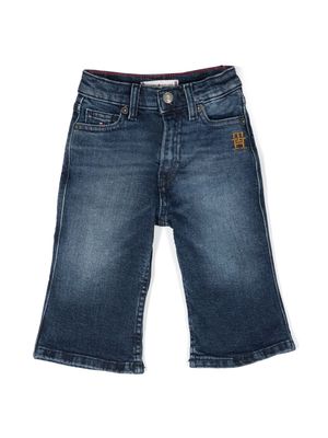 Tommy Hilfiger Junior embroidered logo wide-leg jeans - Blue