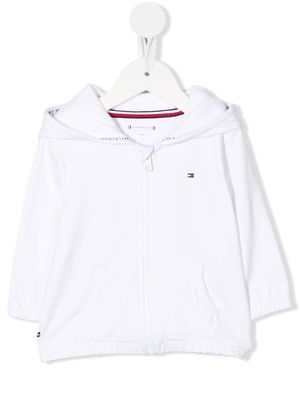 Tommy Hilfiger Junior embroidered-logo zip-up hoodie - White