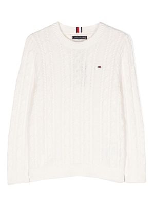 Tommy Hilfiger Junior Essential logo-embroidered jumper - White