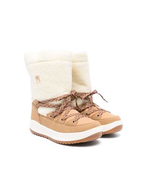 Tommy Hilfiger Junior faux-fur logo-plaque snow boots - Neutrals