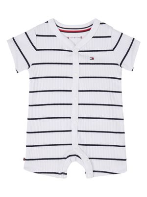 Tommy Hilfiger Junior flag logo stripe shortall - White